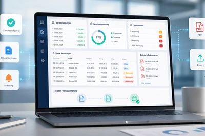 Accounting with payment matching, dunning and export