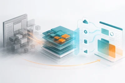 Abstrakte Darstellung der Modernisierung gewachsener Desktop-Software