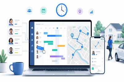Illustration for digital workforce scheduling and route planning